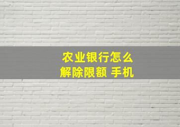 农业银行怎么解除限额 手机